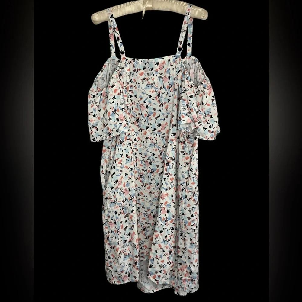 Torrid Mini Challis Cold Shoulder Trapeze Dress Sz 0 - Picture 8 of 9